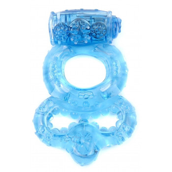 Ерекційне вібро кільце BOSS Vibrating Duo Cock Ring Blue, BS6700045