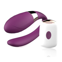 Вібромасажер для пар з пультом дистанційного керування - Boss Series V-Vibe Purple USB 7 Function, BS6200002