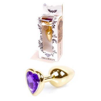 Анальний затор Boss Series - Jewellery Gold Heart PLUG Purple S, BS6400043