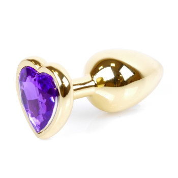 Анальний затор Boss Series - Jewellery Gold Heart PLUG Purple S, BS6400043