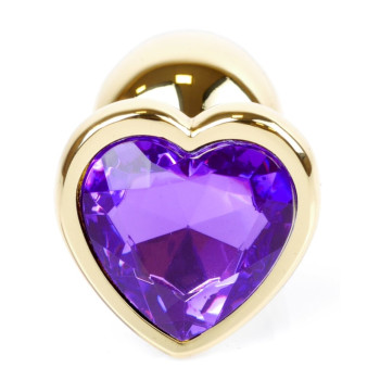Анальний затор Boss Series - Jewellery Gold Heart PLUG Purple S, BS6400043