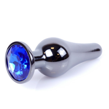 Анальний затор Boss Series - Jewellery Dark Silver BUTT PLUG Blue, BS6400059