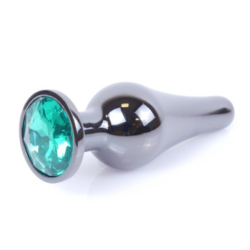 Анальная пробка Boss Series - Jewellery Dark Silver BUTT PLUG Green, BS6400060
