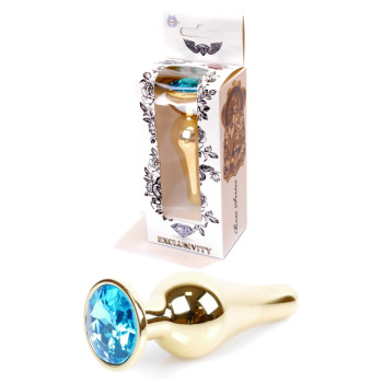 Анальний затор Boss Series - Jewellery Gold BUTT PLUG Light Blue, BS6400067