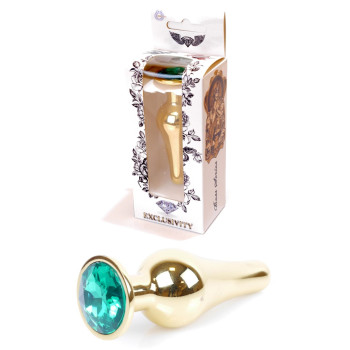 Анальний затор Boss Series - Jewellery Gold BUTT PLUG Green, BS6400069