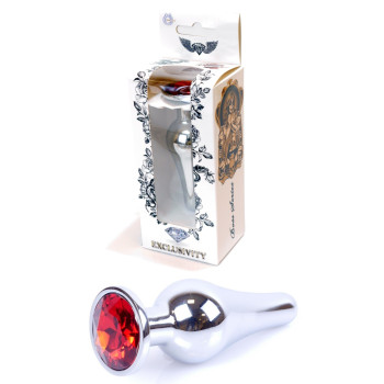 Анальний затор Boss Series - Jewellery Silver BUTT PLUG Red, BS6400073