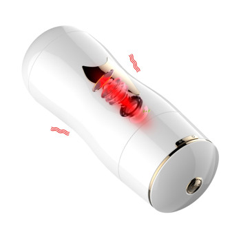 Мастурбатор із двома входами на присосці Boss Series: Vibrating Masturbation Cup White, BS6300055