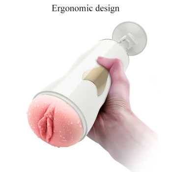 Мастурбатор із двома входами на присосці Boss Series: Vibrating Masturbation Cup White, BS6300055
