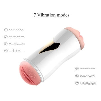 Мастурбатор із двома входами на присосці Boss Series: Vibrating Masturbation Cup White, BS6300055