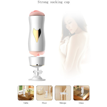 Мастурбатор із двома входами на присосці Boss Series: Vibrating Masturbation Cup White, BS6300055