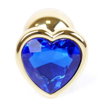 Анальная пробка Boss Series - Jewellery Gold Heart PLUG Dark Blue S, BS6400041