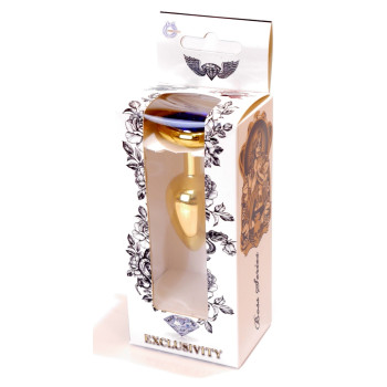 Анальная пробка Boss Series - Jewellery Gold Heart PLUG Dark Blue S, BS6400041