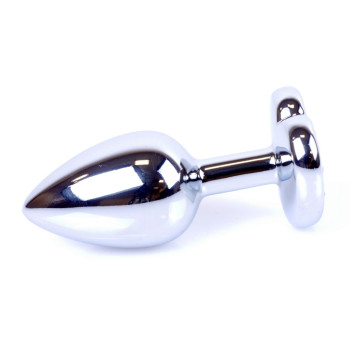 Анальная пробка Boss Series - Jewellery Silver Heart PLUG Red S, BS6400046