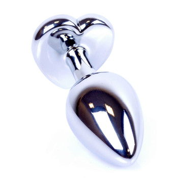 Анальная пробка Boss Series - Jewellery Silver Heart PLUG Red S, BS6400046