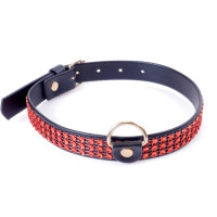 Нашийник зі штучної шкіри з кристалами Fetish Boss Series - Collar with crystals Red, BS3300108