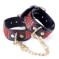 Наручники зі штучної шкіри з кристалами Fetish Boss Series - Handcuffs with cristals Red, BS3300109