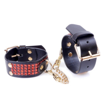 Наручники зі штучної шкіри з кристалами Fetish Boss Series - Handcuffs with cristals Red, BS3300109