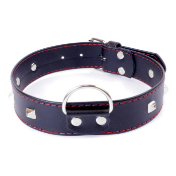 Нашийник із штучної шкіри з металевими заклепками Fetish Boss Series - Collar with studs Red Line, BS3300113