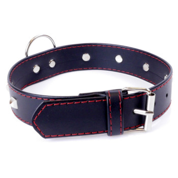 Нашийник із штучної шкіри з металевими заклепками Fetish Boss Series - Collar with studs Red Line, BS3300113