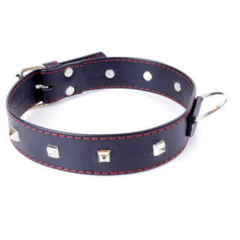 Нашийник із штучної шкіри з металевими заклепками Fetish Boss Series - Collar with studs Red Line, BS3300113