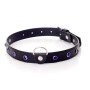 Нашийник зі штучної шкіри з кристалами Fetish Boss Series - Collar Navy Blue Crystal, BS3300118