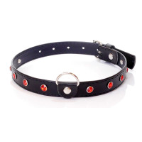 Нашийник зі штучної шкіри з кристалами Fetish Boss Series - Collar Red Crystal, BS3300121