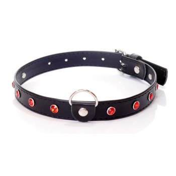 Нашийник зі штучної шкіри з кристалами Fetish Boss Series - Collar Red Crystal, BS3300121