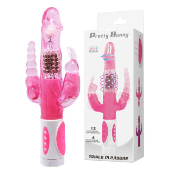 Вібромасажер ротатор з анальним і кліторальним стимулятором PRETTY BUNNY, BW-065005