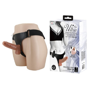 Страпон з вібрацією Ultra Passionate Harness Realdeal Penis 6.2" - Brown, BW-022064Z