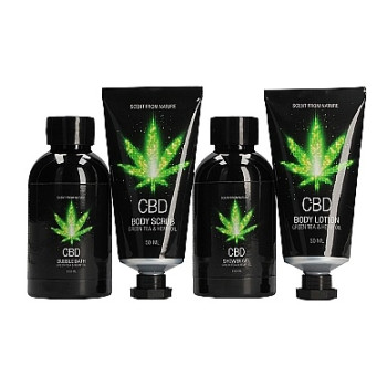 Набір для ванни і душу CBD Luxe Travel set-GREEN TEA & HEMP OIL ( 4 предмета )