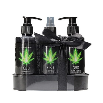 Набір для ванни і душу CBD Care set-GREEN TEA & HEMP OIL ( 3 предмета )