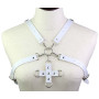 Портупея зі штучної шкіри з фіксатором Women's PU Leather Chest Harness Caged bra WHITE
