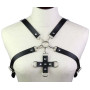 Портупея из искусственной кожи с фиксатором Women's PU Leather Chest Harness Caged Bra GREY