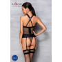 Сетчатый комплект корсет с халтером, съемные подвязки и трусики Amanda Corset black S/M - Passion