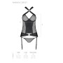 Сітчастий комплект корсет з халтером, зйомні підв'язки та трусики Amanda Corset black XXL/XXXL - Pas
