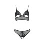 Комплект: бралет з ажурним ліфом та відкритими трусиками Christa Set with Open Bra black S/M — Passi