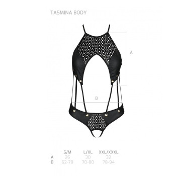 Распродажа!!! Боди из эко-кожи с ремешками и перфорацией Tamaris Body black XXL/XXXL — Passion