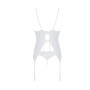 Корсет із пажами, трусики з ажурним декором та відкритим кроком Ursula Corset white L/XL — Passion