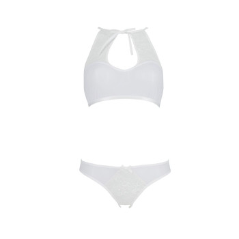 Комплект: бра, трусики с ажурным декором и открытым шагом Ursula Set white S/M — Passion