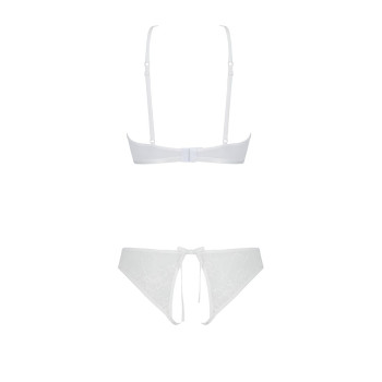 Комплект: бра, трусики с ажурным декором и открытым шагом Ursula Set white S/M — Passion