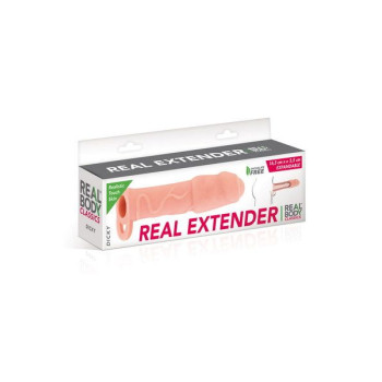 Насадка на член Real Body — Real Extender DICKY із закритою головкою та кільцем для мошонки