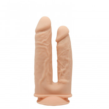 Фалоімітатор подвійний SilexD Double Gusto Flesh (Model 1 size 8" & 7"), двошаровий, силікон + Silex