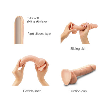 Реалістичний фалоімітатор Strap-On-Me Sliding Skin Realistic Dildo Vanille - L, ефект рухливої шкіри