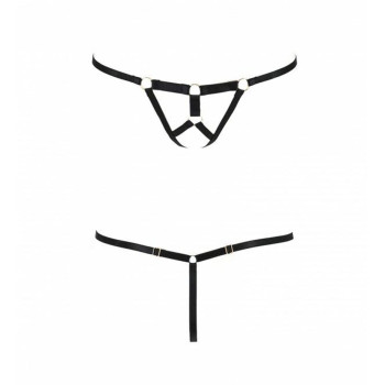 Трусики стринги из стреп ARMANDA THONG black XXL/XXXL - Passion Exclusive