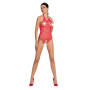 Бодистокинг в крупную сетку Passion BS087 red, открытая спина, халтер, с доступом