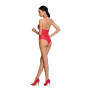 Бодистокинг с декольте Passion BS088 red, имитация корсетной шнуровки