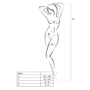 Бодистокинг в очень крупную сетку Passion BS091 red, с доступом