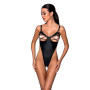 Боді з екошкіри Celine Body black L/XL — Passion: з доступом, відкритий