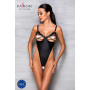 Боді з екошкіри Celine Body black L/XL — Passion: з доступом, відкритий