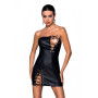 Мінісукня з екошкіри CELINE CHEMISE black S/M — Passion: шнурівка, трусики в комплекті
